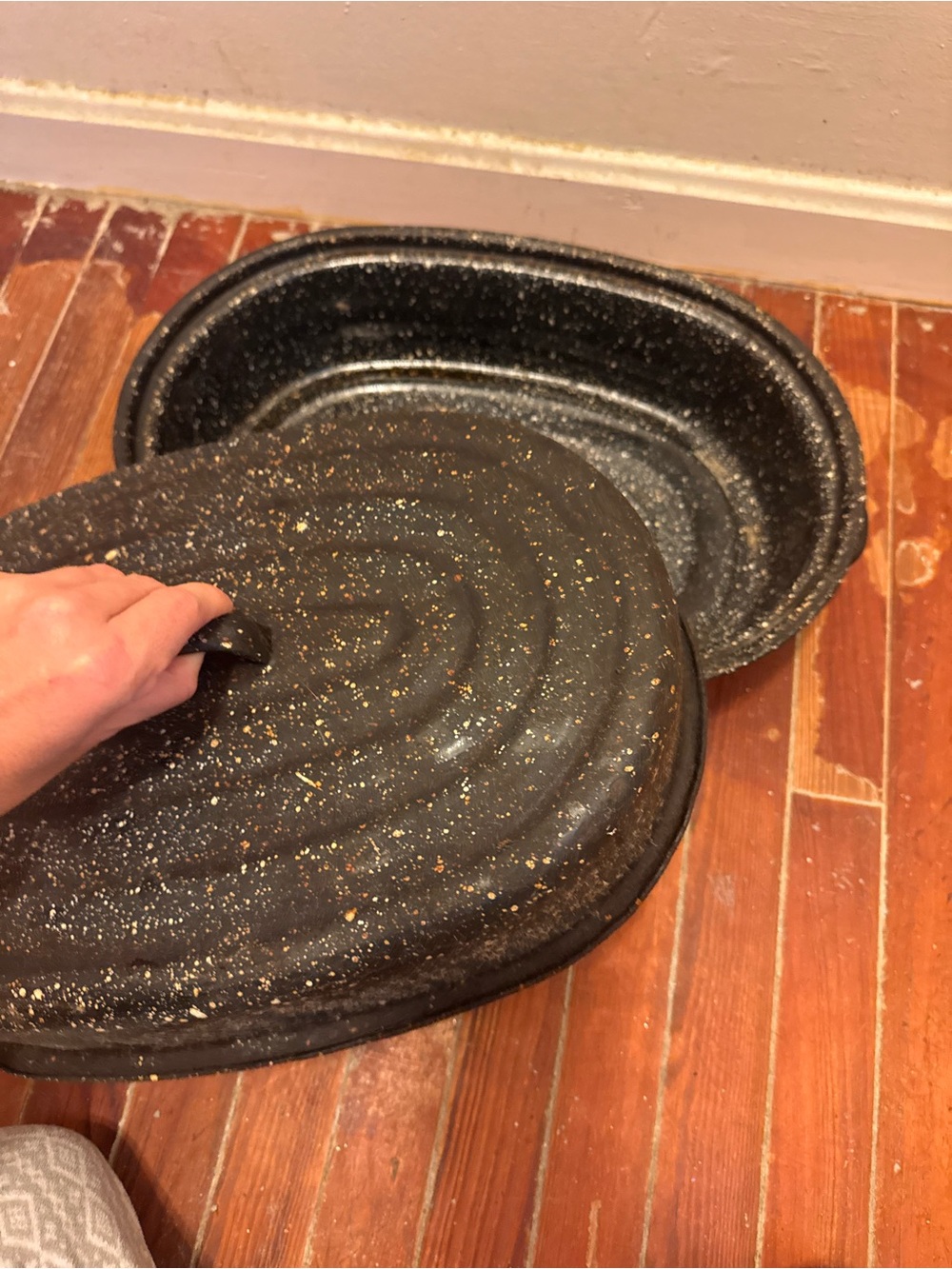 Speckled Black Turkey Roaster with Lid - Classic Oven-to-Table Roasting Pan - Picture 2 of 4